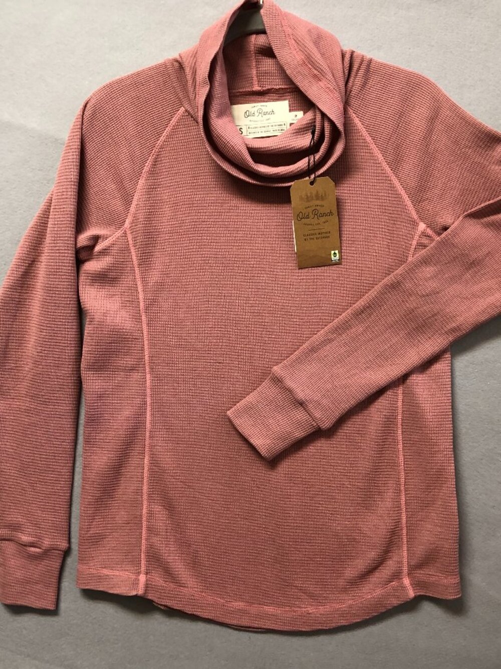 Old Ranch Aventura Cyndi Waffle Knit Cowl Neck Rose Small New Organic